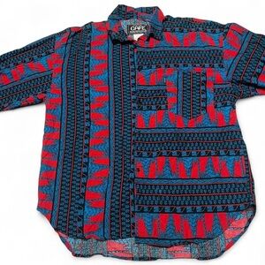 CAFE Styled In Italy VTG 80’s Rayon Men’s Short Sleeve Geometric Print Sz 1